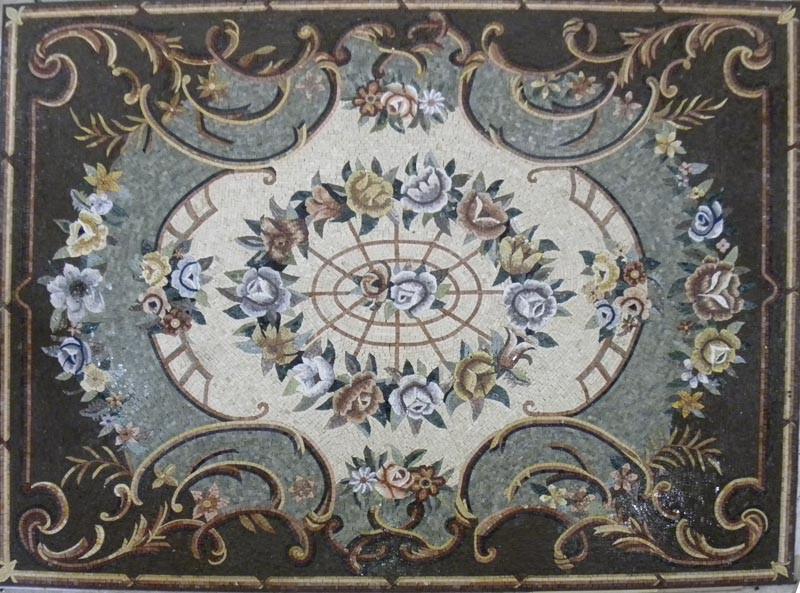 Floral Geometric Floor Mosaic