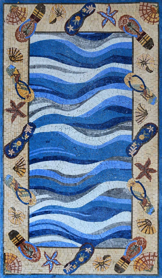 Beach Flip Flops Marble Mosaic
