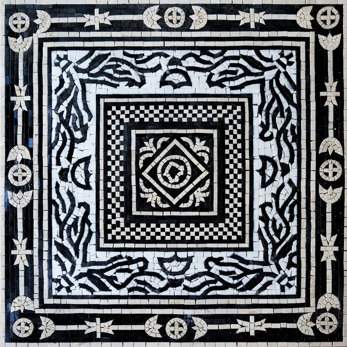 Geometric Mosaic - Black & White Illusion