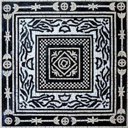 Geometric Mosaic - Black & White Illusion