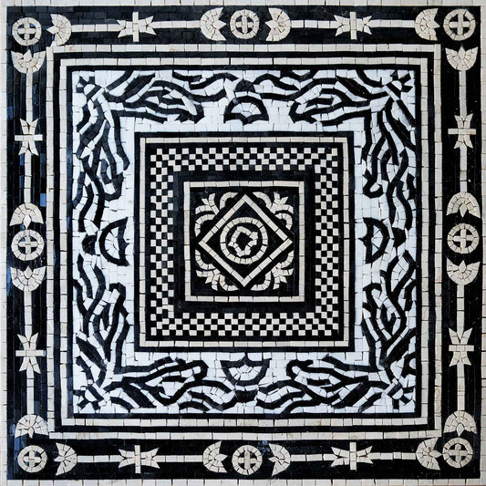 Geometric Mosaic - Black & White Illusion
