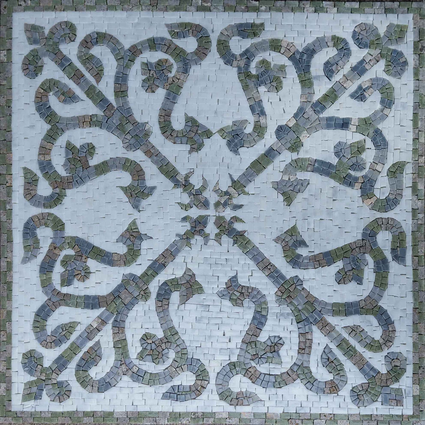 Mosaic Art - Blue & Green Geometric Design