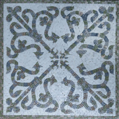 Mosaic Art - Blue & Green Geometric Design