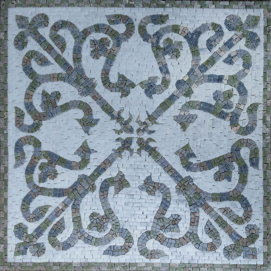 Mosaic Art - Blue & Green Geometric Design