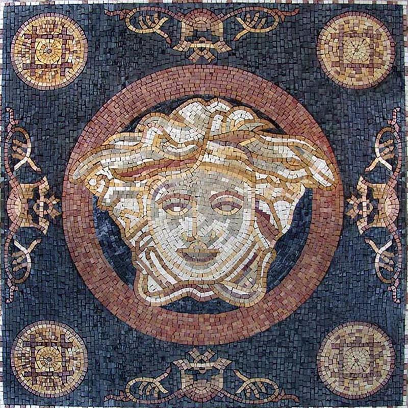 Marble Mosaic Panel- Medusas Portrait