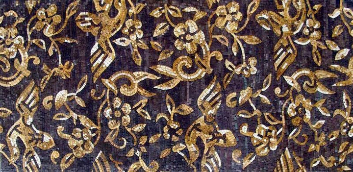 Arabesque Curly Leaves Pattern Design Mosaic