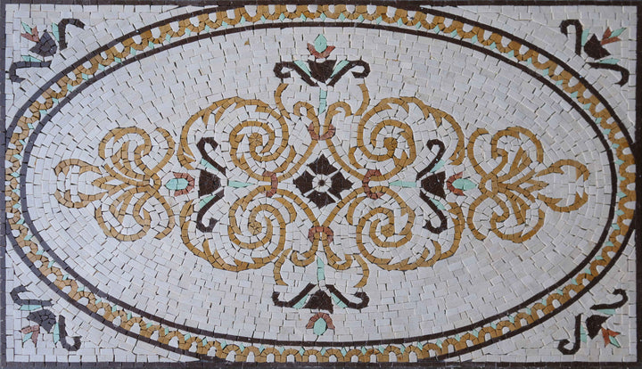 Arabesque Marble Rug Mosaic - Sand