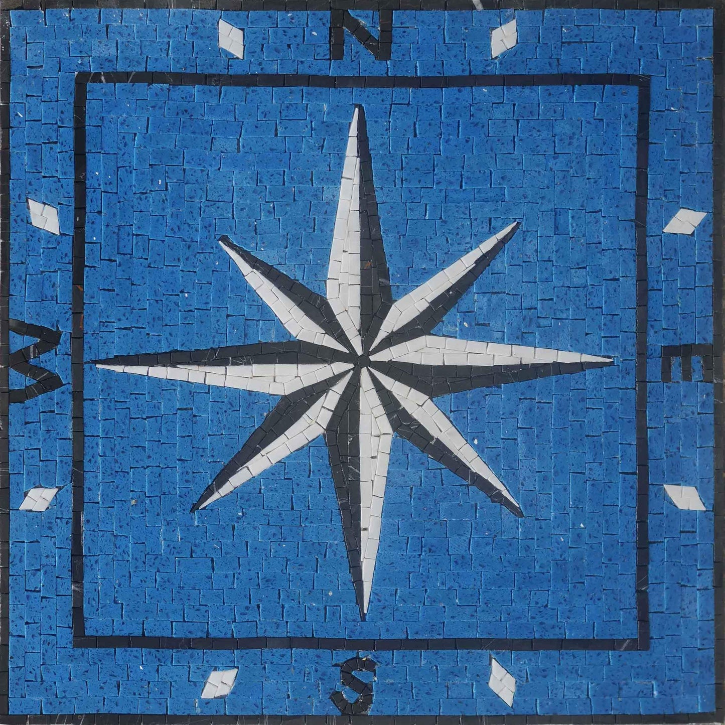 Blue Mosaic Compass Design - Caeruleum