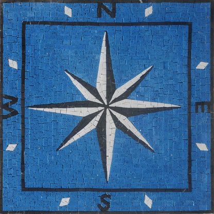 Blue Mosaic Compass Design - Caeruleum