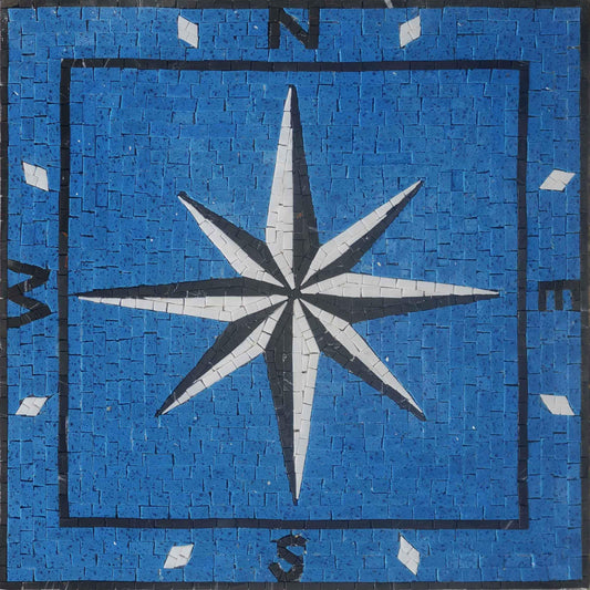 Blue Mosaic Compass Design - Caeruleum