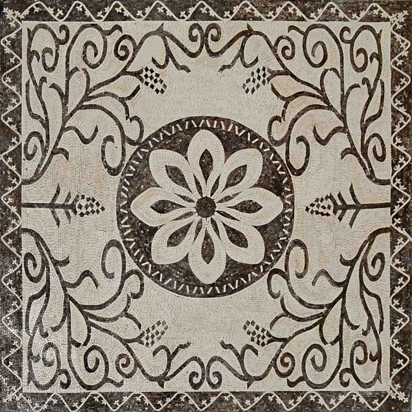 Accent Floral Floor Mosaic - Quatro