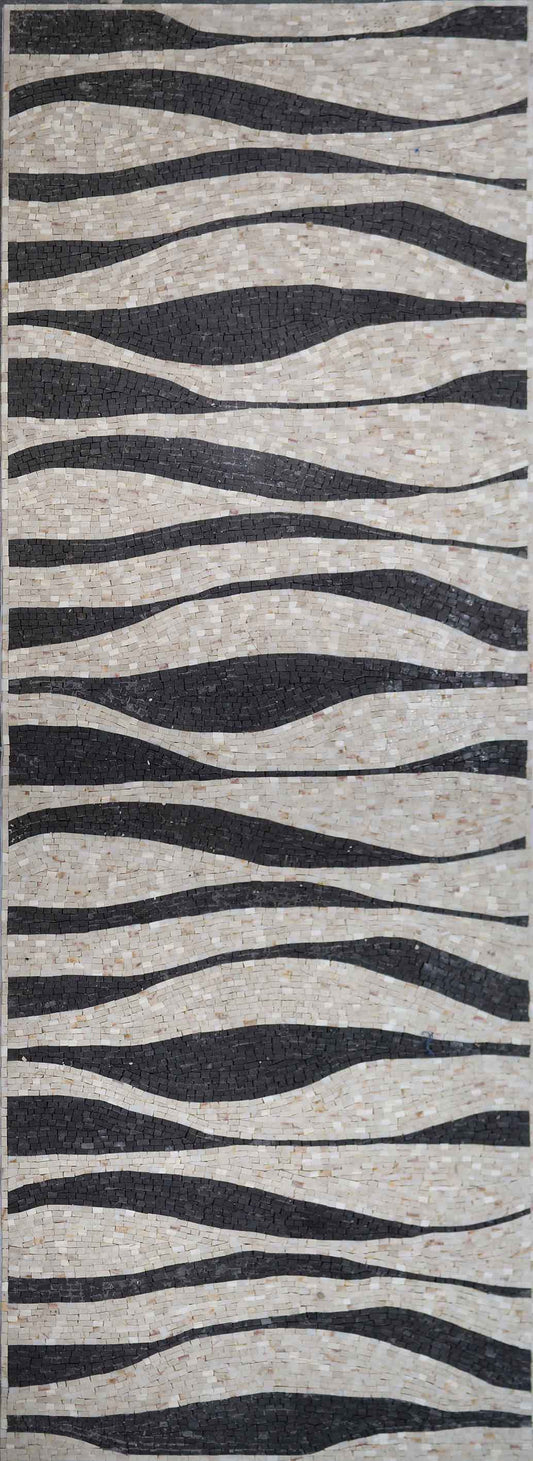 Mosaic Pattern - Beige & Black Waves