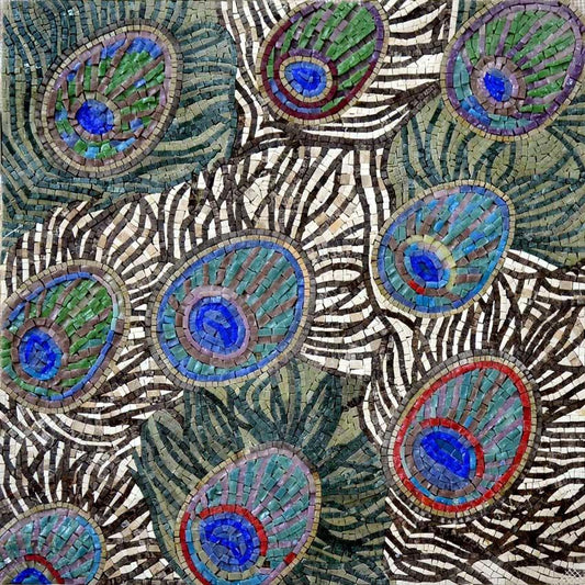 Lovely Colored Peacock Feathers Mosaic