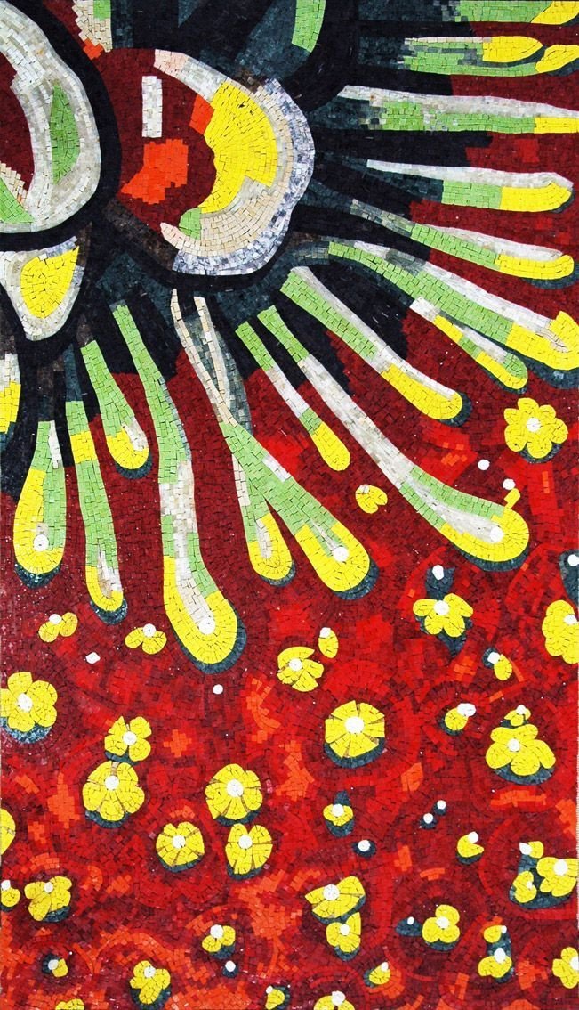 Abstract Mosaic Art - Bright Modernism Flowers