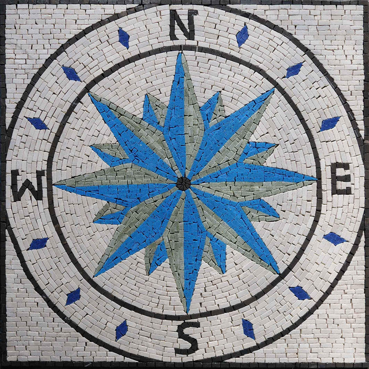 Blue Basila - Compass Mosaic Medallion