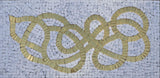 Golden Path On White Marble Mosaic Wall Art