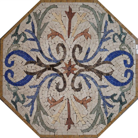 Geometric Mosaic Art - Neutral Octagon Design