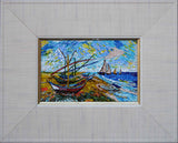 Fishing Boats On The Beach Mosaic Art Reproduction