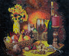 Mosaic Mural- Still Life Wine and Fruits