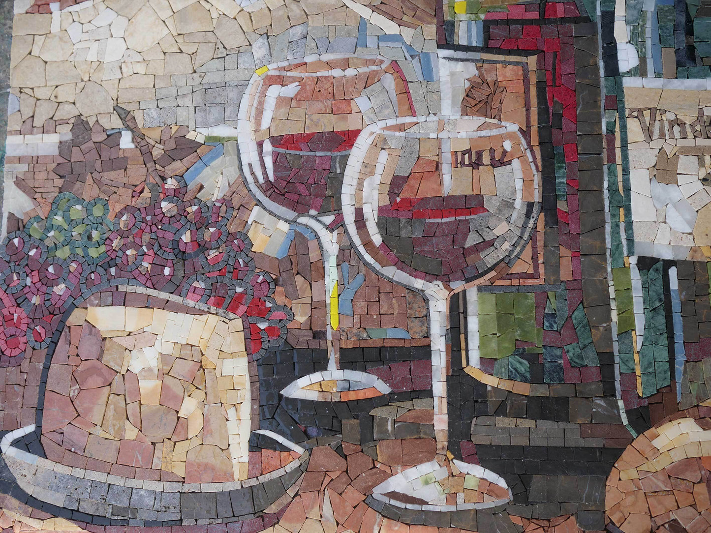 Food Mosaic Art - Wine & Cheese