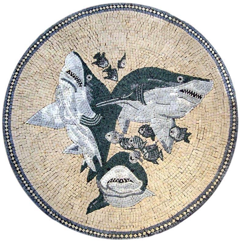 Sharks Medallion Mosaic Art 