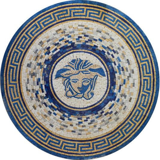 Handmade Stone Medallion - Medusa Blue 