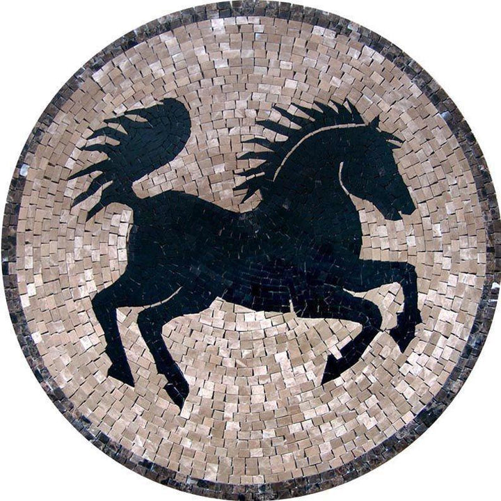 Medallion Mosaic Art - Black Horse