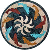 Multicolored Dolphins Nautical Medallion Mosaic