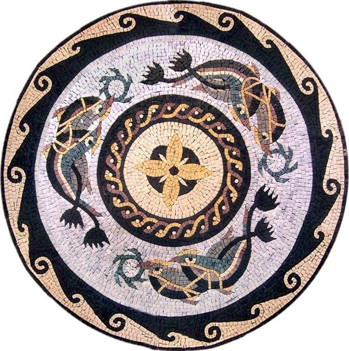 Mosaic Medallions - Dolphins Wheels 