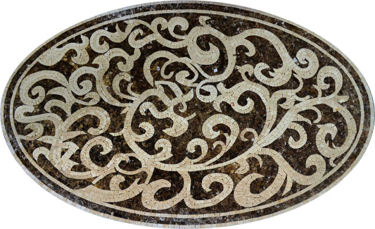 Botanical Oval Floor Mosaic or Tabletop or Wall Mural - Livia