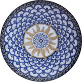 Round Stone Mosaic Medallion -  Blue Sola 