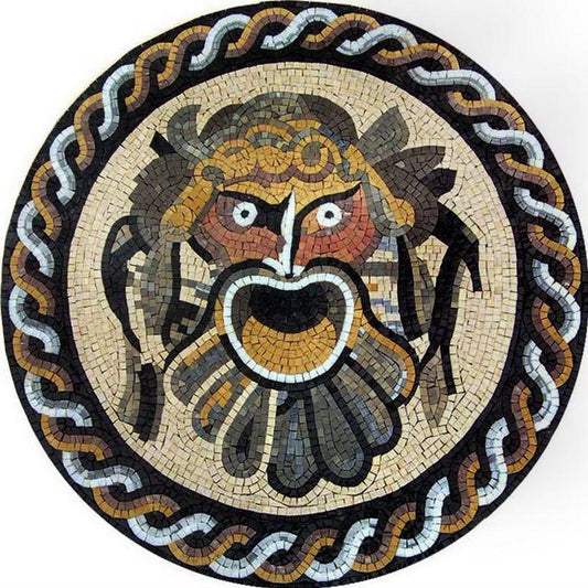 Mayan Illustrative God Mosaic Medallion