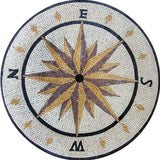 Mosaic Compass Design - Round Stone 