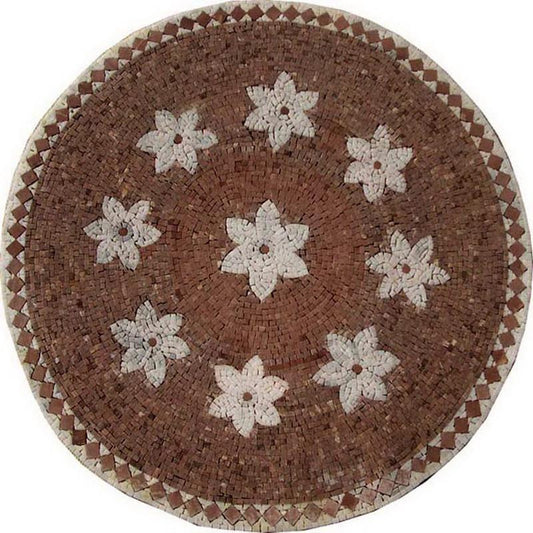 Floral Pattern Stone Medallion Mosaic