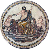 Neptune God Of Sea Mosaic Medallion Mural 
