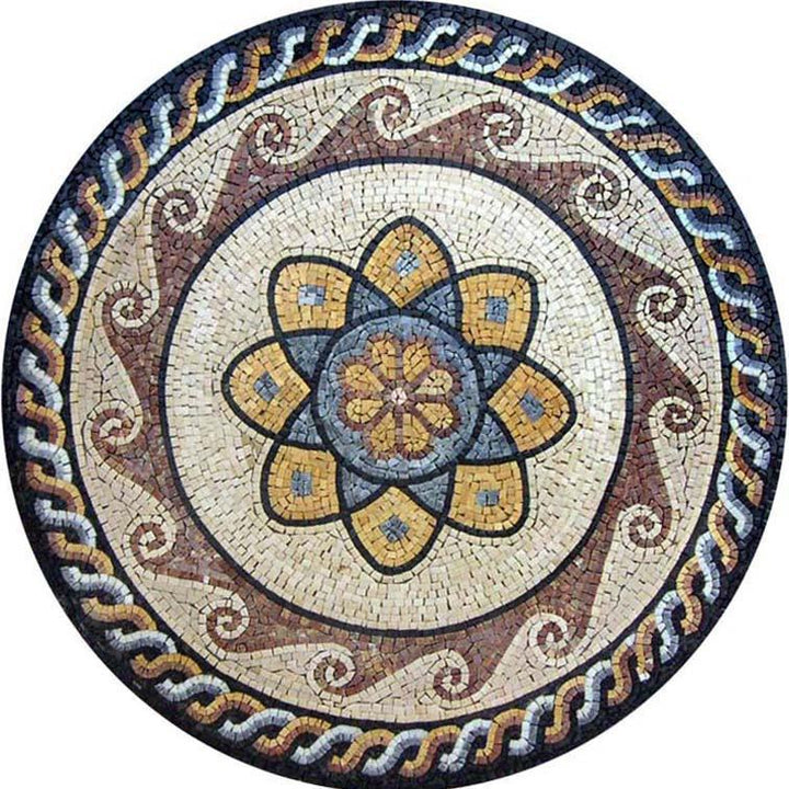 Round Marble Flower Mosaic - Lorea