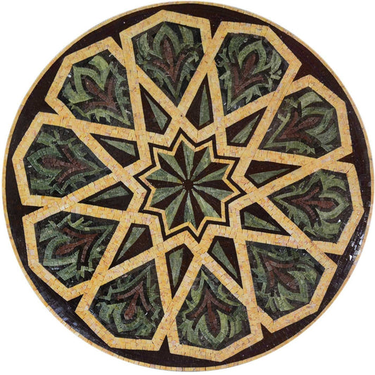 Geometric Mosaic Pattern - Durrah Green
