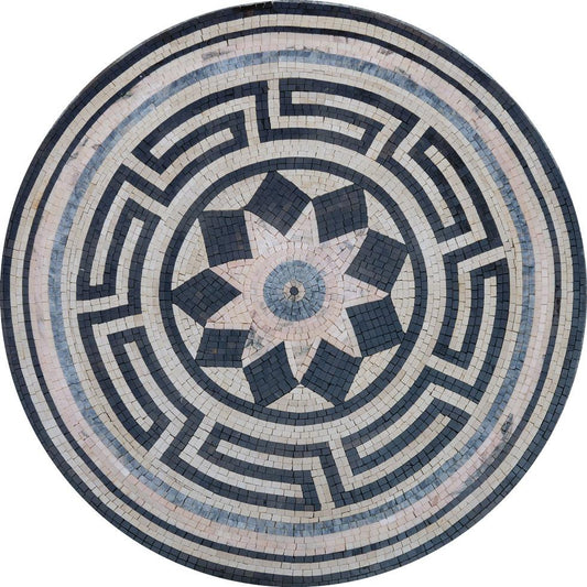 Greek Mosaic Medallion- Floral Pattern
