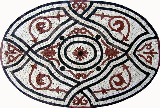 Geometric Oval Floor Mosaic - Munya