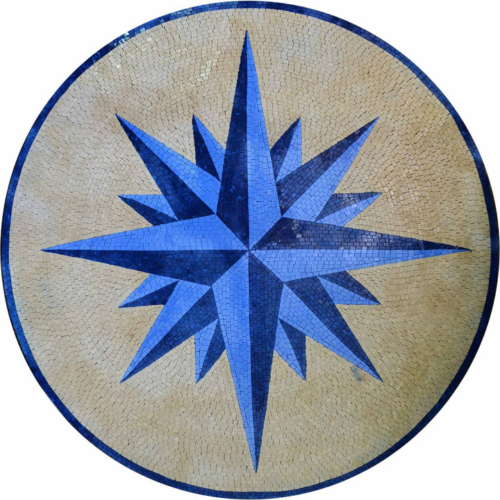 Mosaic Medallion - Aqua Compass