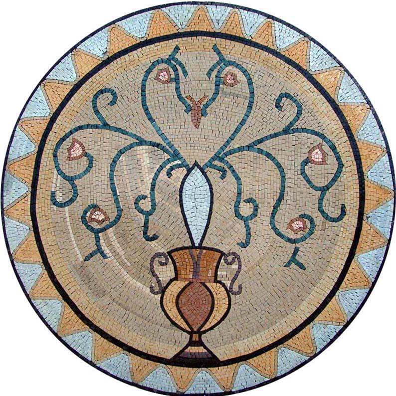 Mosaic Art Medallion - Floral Tangle 