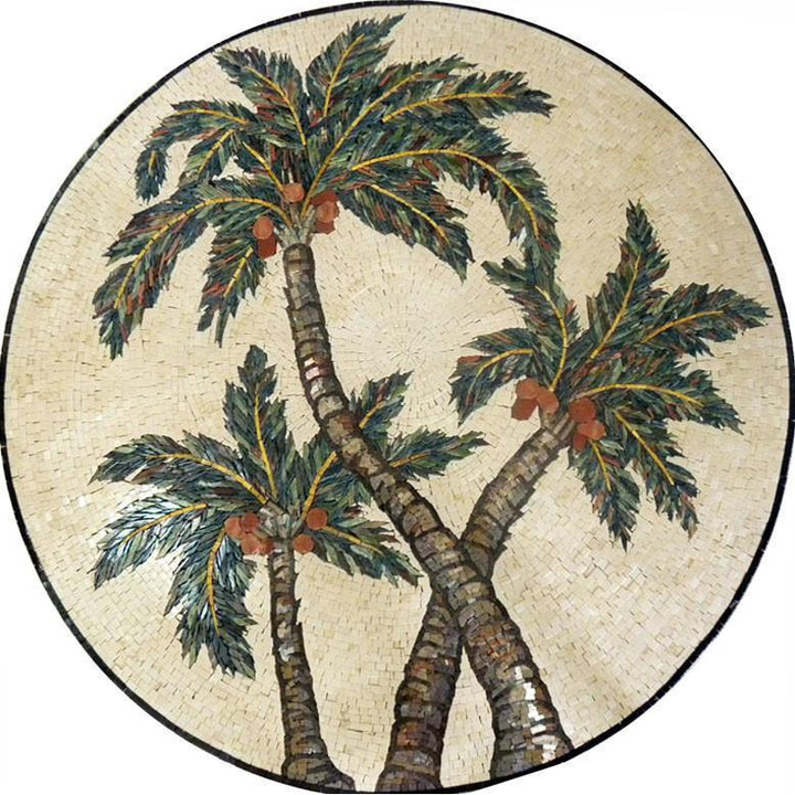 Medallion Mosaic Art - Intertwining Palms
