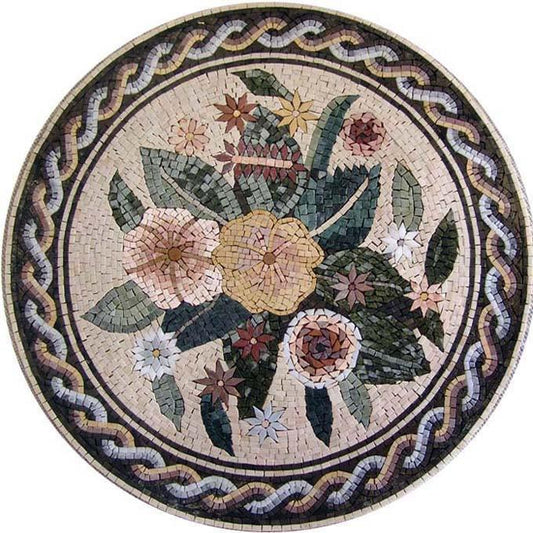 Mosaic Art - Oriented Floral Medallion