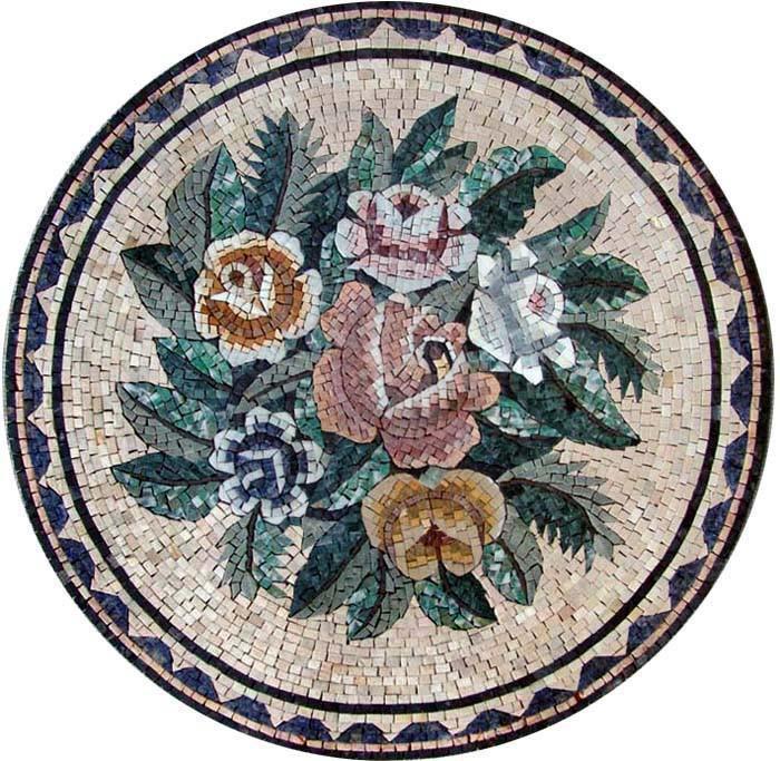 Flower Medallion Mosaic - Rounded Roses