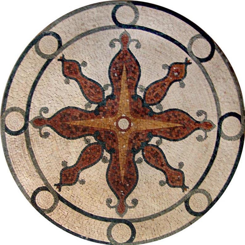 Sun Compass Mosaic Art Medallion - Sura