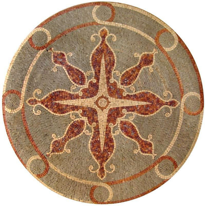 Sun Compass Mosaic Art Medallion - Sura I