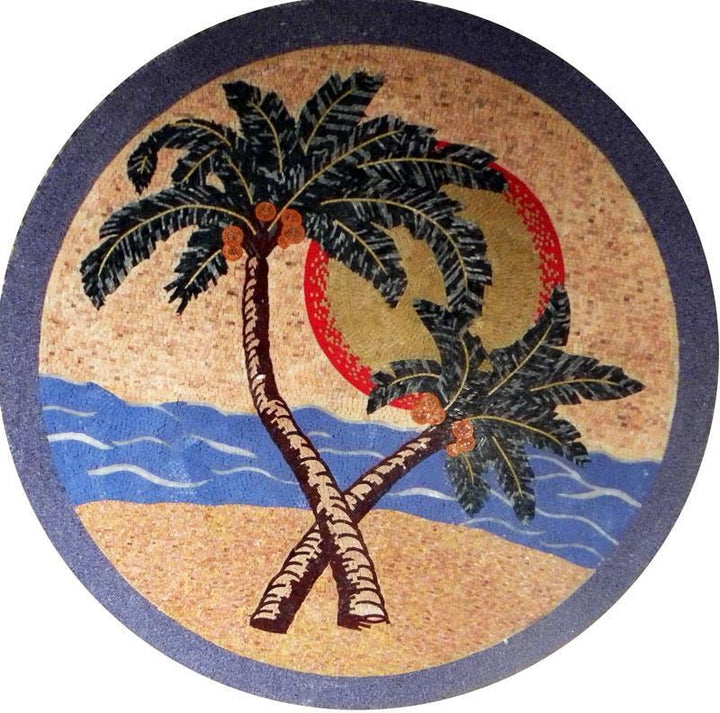 Medallion Mosaic Art - Palms on the Beach  