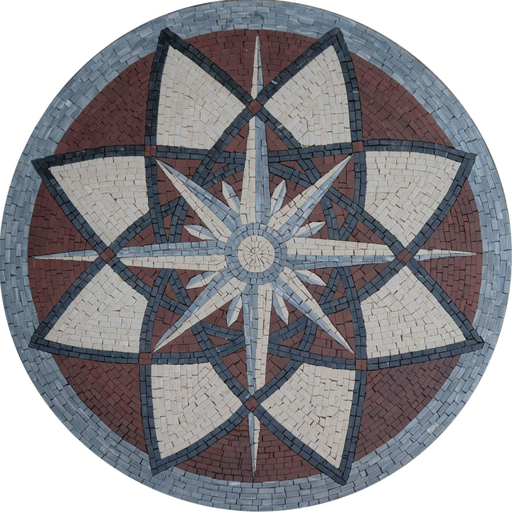 Compass Flower Mosaic Medallion Art