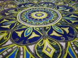 Geometric Mosaic - Blue & Yellow Flower