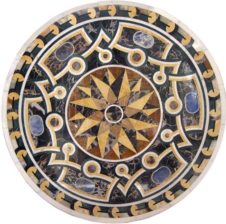 Waterjet Marble Art Piece Medallion Inlay - Galileo Mosaic